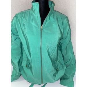 Chicos Zenergy Full Zip Jacket Size 0 (4/6) Green Zipper Pockets Casual Lined